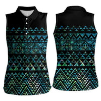 Maori Niho Taniwha Te Wheiao Women Sleeveless Polo Shirt Paua Shell - Polynesian Pride