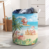 Tropical Christmas Funny Santa Laundry Basket Beach Vacation