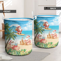 Tropical Christmas Funny Santa Laundry Basket Beach Vacation