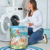 Tropical Christmas Funny Santa Laundry Basket Beach Vacation
