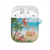 Tropical Christmas Funny Santa AirPods Case Beach Vacation