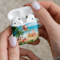 Tropical Christmas Funny Santa AirPods Case Beach Vacation