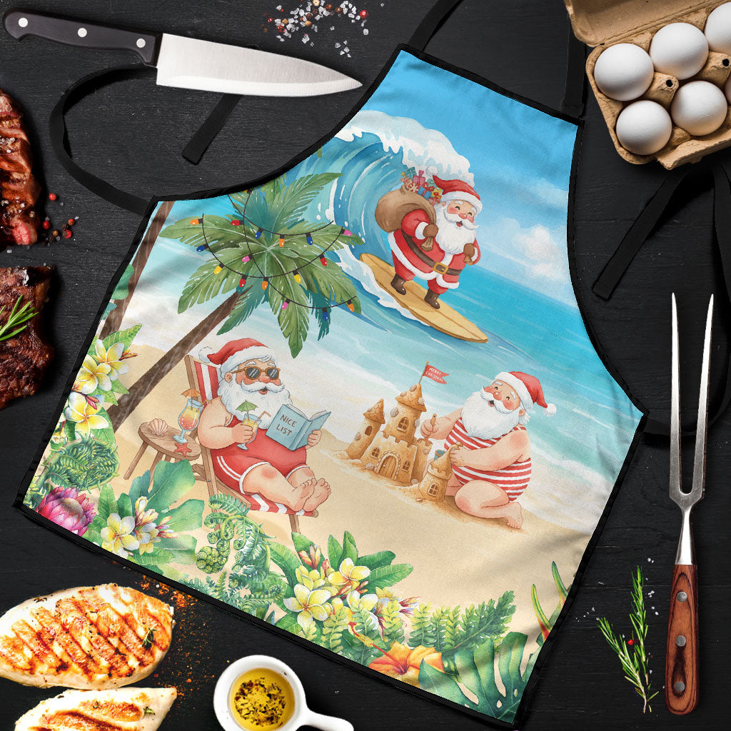 Tropical Christmas Funny Santa Apron Beach Vacation