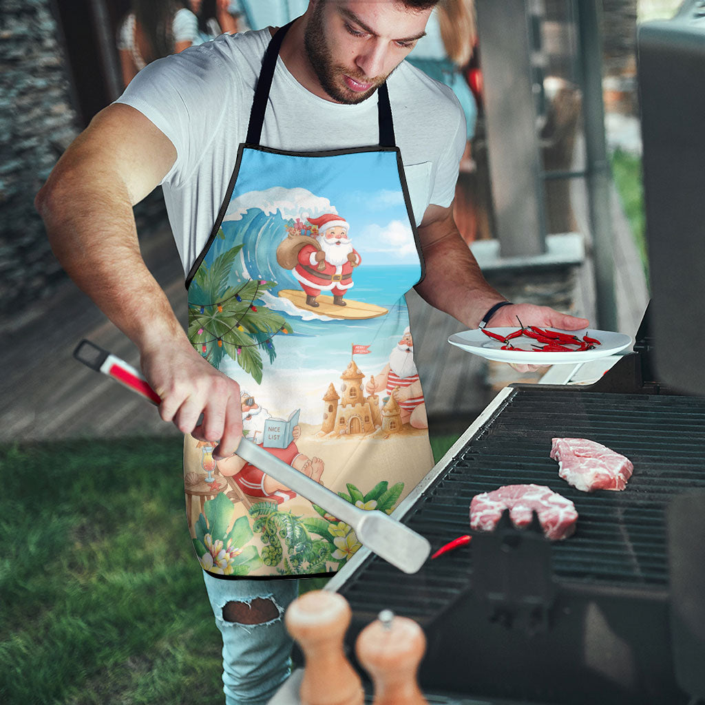 Tropical Christmas Funny Santa Apron Beach Vacation