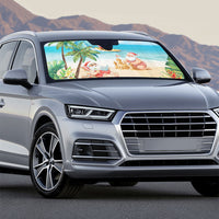 Tropical Christmas Funny Santa Auto Sun Shade Beach Vacation