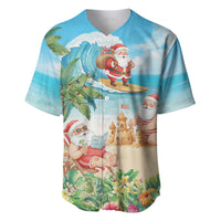 Tropical Christmas Funny Santa Baseball Jersey Beach Vacation