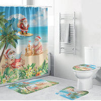 Tropical Christmas Funny Santa Bathroom Set Beach Vacation
