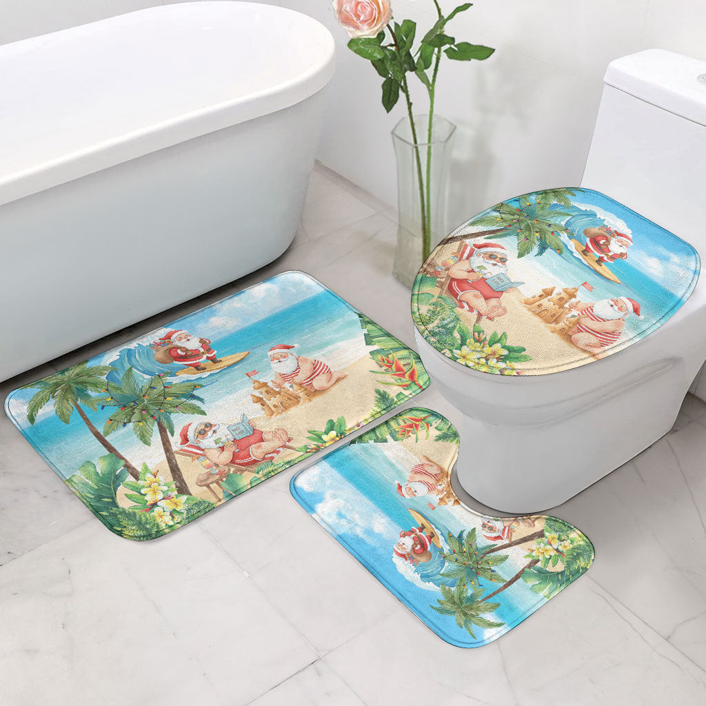 Tropical Christmas Funny Santa Bathroom Set Beach Vacation