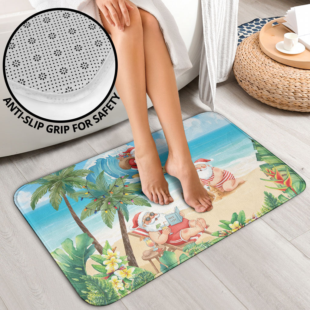 Tropical Christmas Funny Santa Bathroom Set Beach Vacation