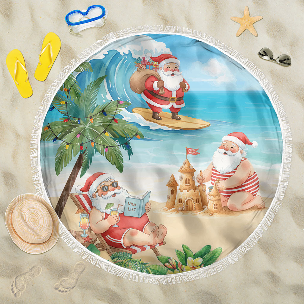 Tropical Christmas Funny Santa Beach Blanket Beach Vacation