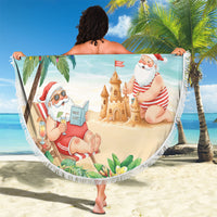 Tropical Christmas Funny Santa Beach Blanket Beach Vacation