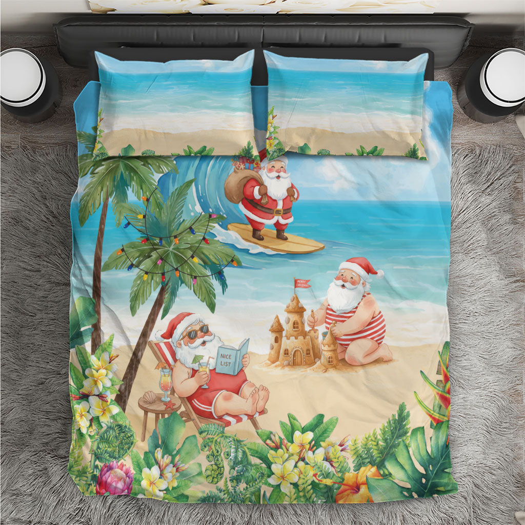 Tropical Christmas Funny Santa Bedding Set Beach Vacation