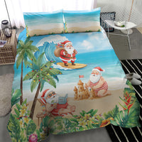 Tropical Christmas Funny Santa Bedding Set Beach Vacation