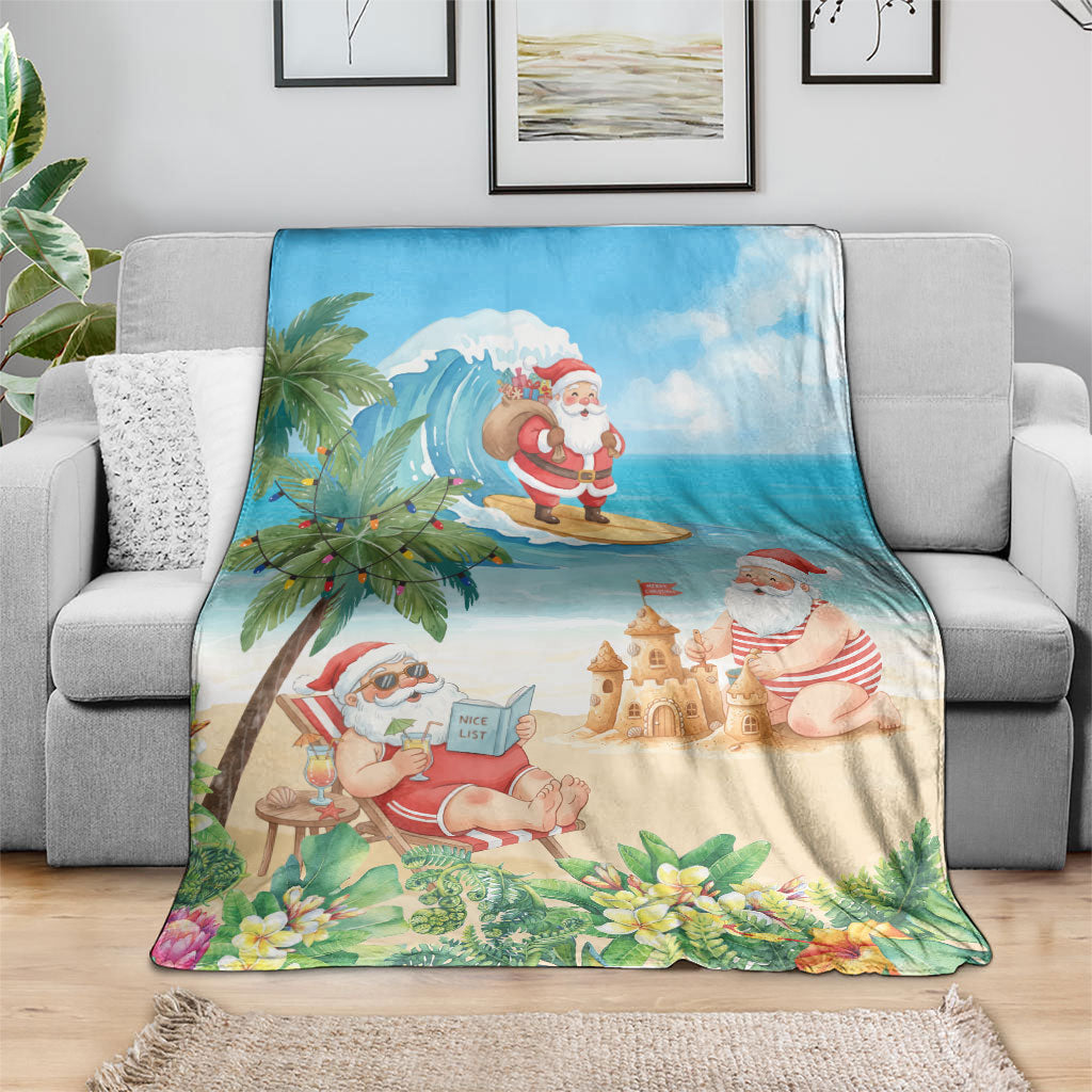 Tropical Christmas Funny Santa Blanket Beach Vacation