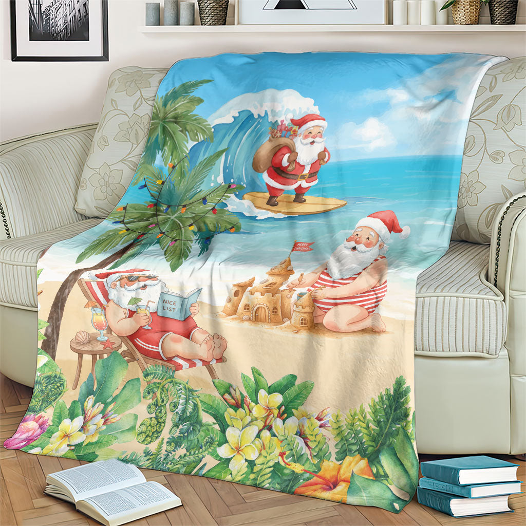 Tropical Christmas Funny Santa Blanket Beach Vacation