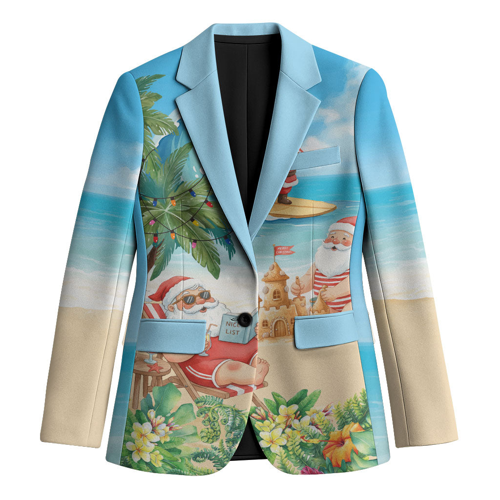 Tropical Christmas Funny Santa Blazer Beach Vacation