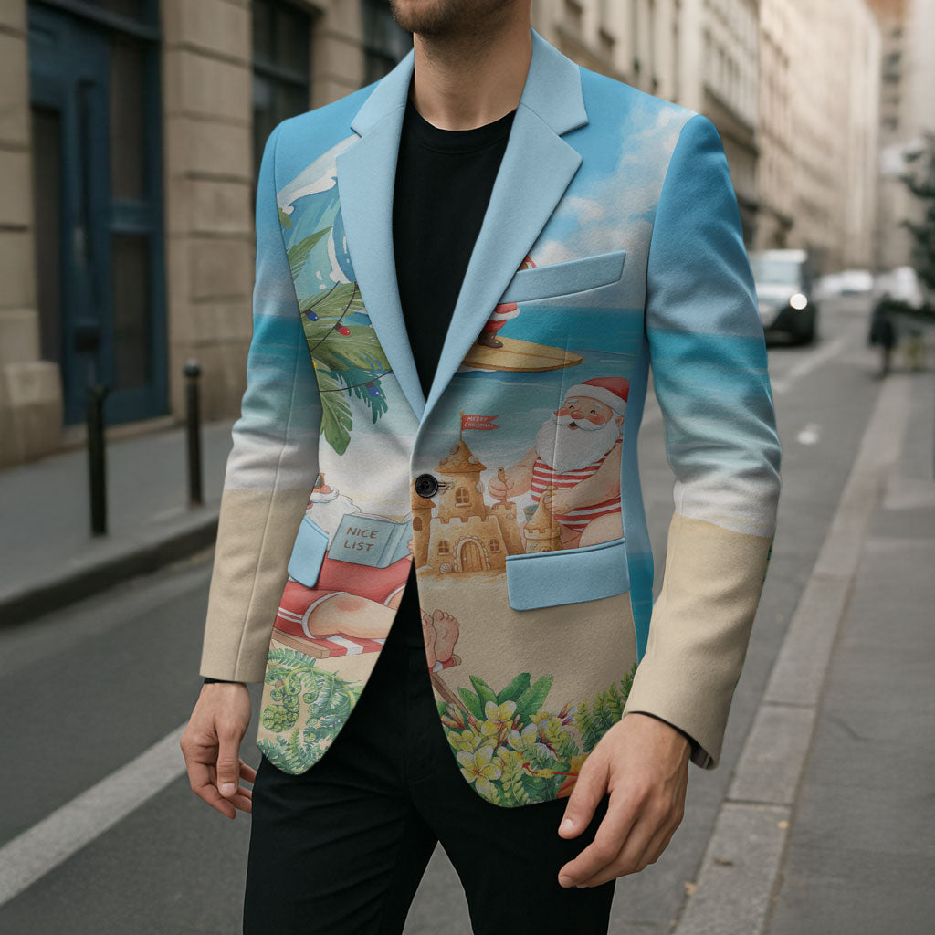 Tropical Christmas Funny Santa Blazer Beach Vacation