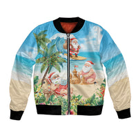 Tropical Christmas Funny Santa Bomber Jacket Beach Vacation