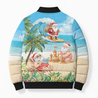 Tropical Christmas Funny Santa Bomber Puffer Jacket Beach Vacation