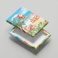 Tropical Christmas Funny Santa Canvas Wall Art Beach Vacation