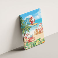 Tropical Christmas Funny Santa Canvas Wall Art Beach Vacation