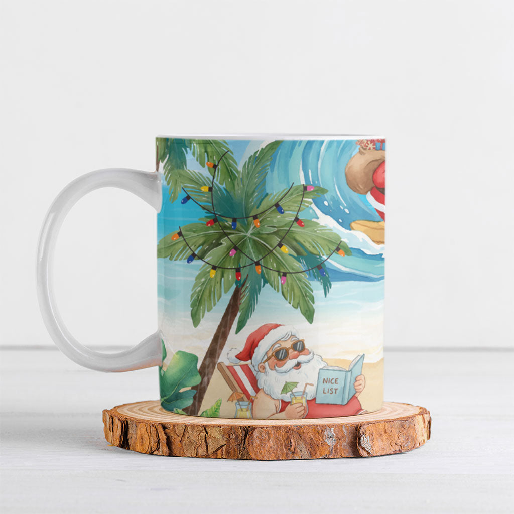Tropical Christmas Funny Santa Ceramic Mug Beach Vacation