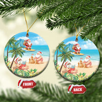 Tropical Christmas Funny Santa Ceramic Ornament Beach Vacation