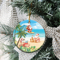 Tropical Christmas Funny Santa Ceramic Ornament Beach Vacation