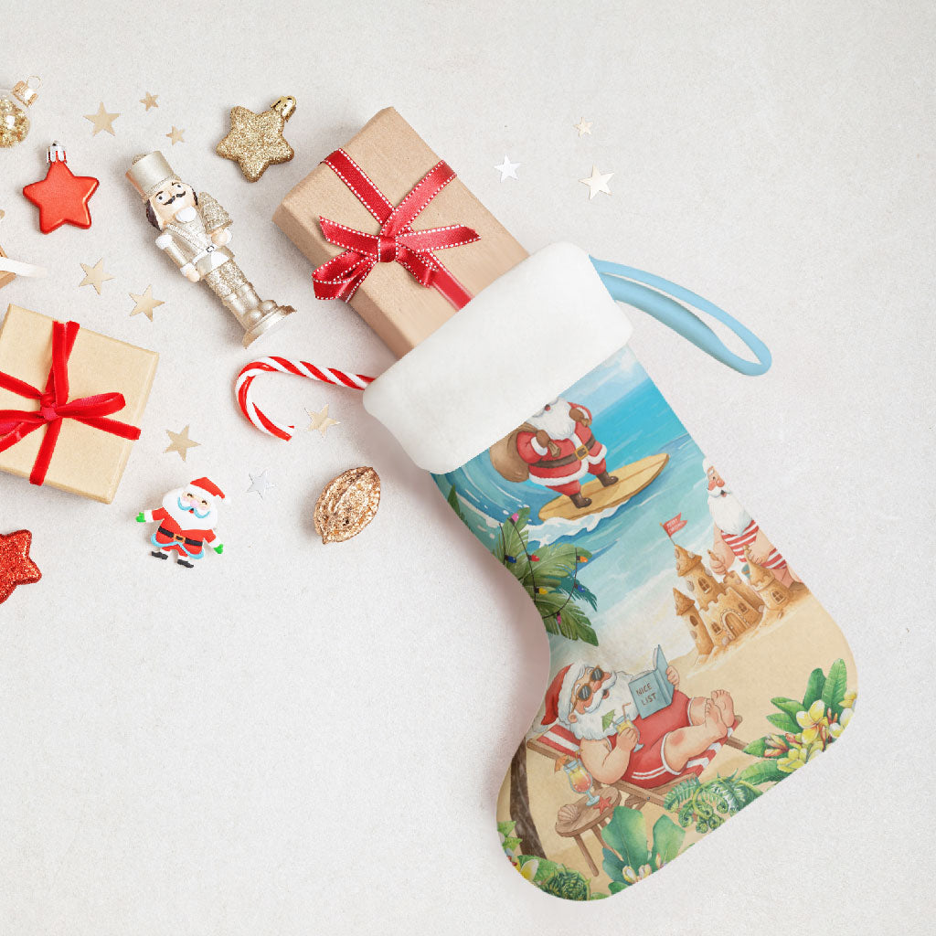 Tropical Christmas Funny Santa Christmas Stocking Beach Vacation