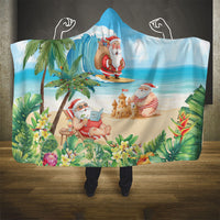 Tropical Christmas Funny Santa Hooded Blanket Beach Vacation