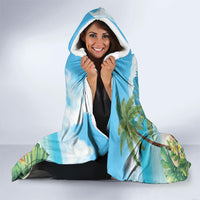 Tropical Christmas Funny Santa Hooded Blanket Beach Vacation