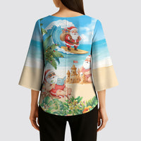 Tropical Christmas Funny Santa Kimono Sleeve Blouse Beach Vacation