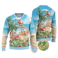 Tropical Christmas Funny Santa Ugly Christmas Sweater Beach Vacation