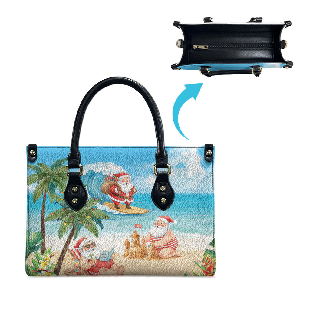 Tropical Christmas Funny Santa Leather Bag Beach Vacation