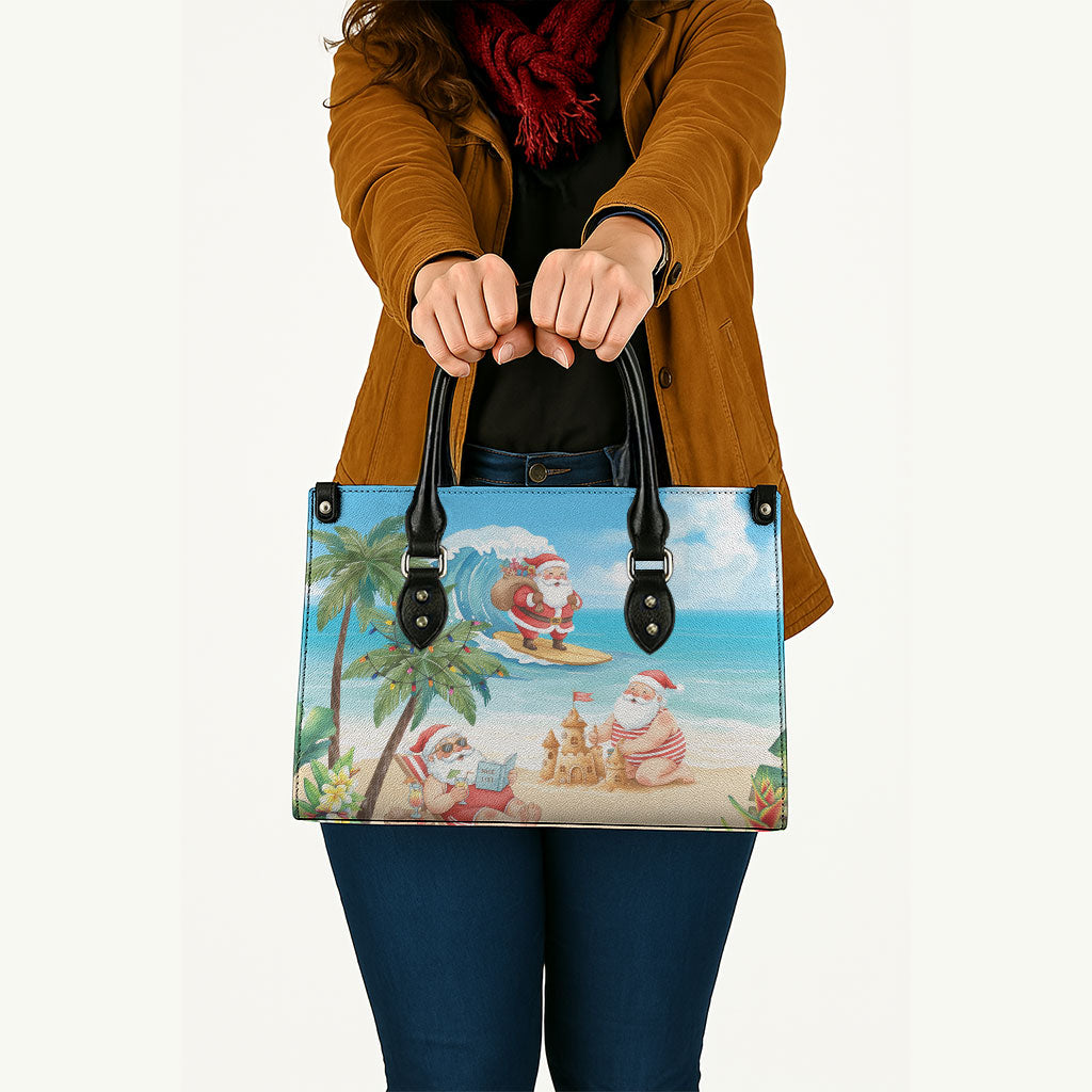 Tropical Christmas Funny Santa Leather Bag Beach Vacation
