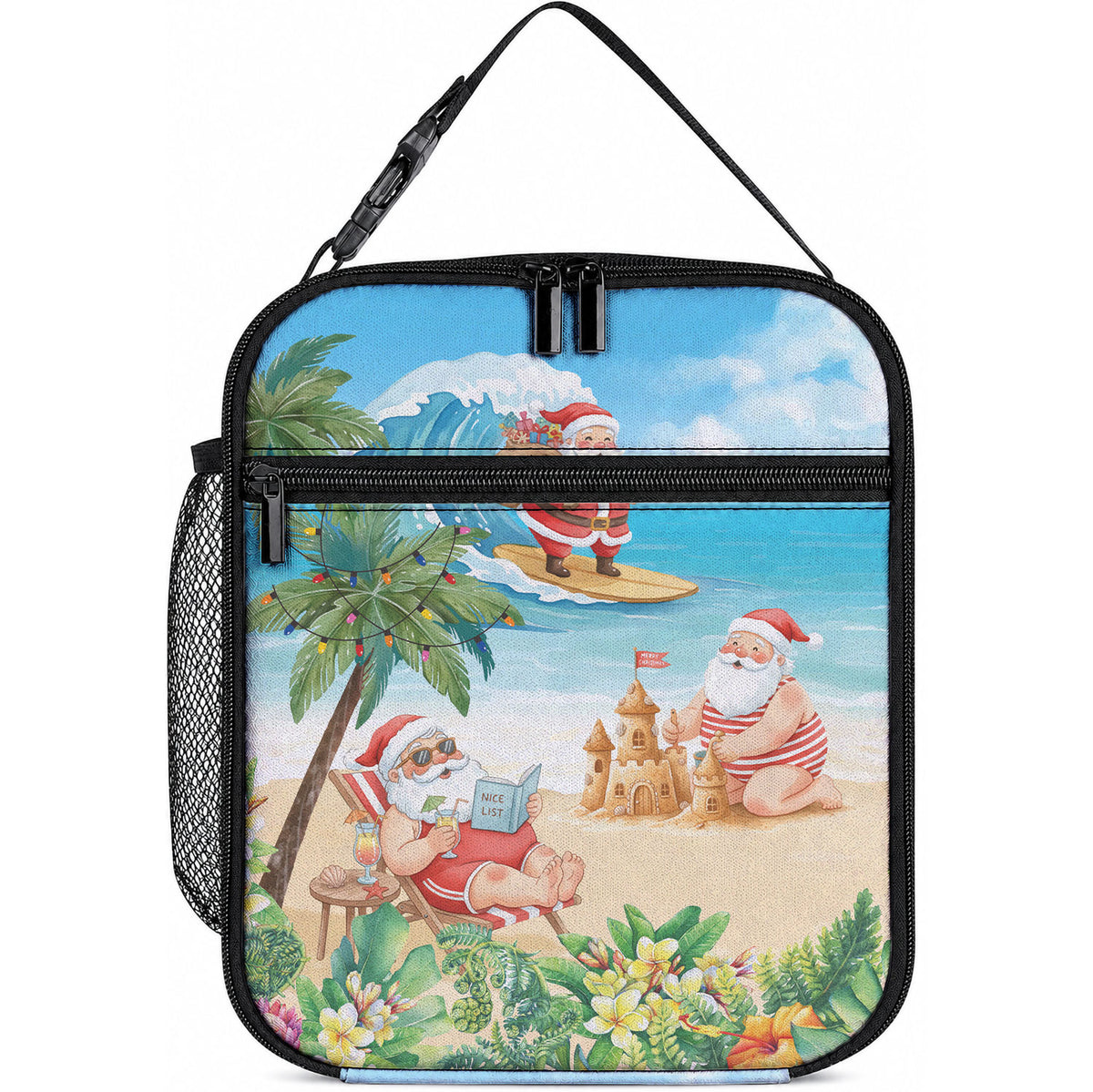 Tropical Christmas Funny Santa Lunch Bag Beach Vacation