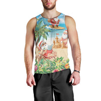 Tropical Christmas Funny Santa Men Tank Top Beach Vacation