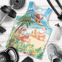 Tropical Christmas Funny Santa Men Tank Top Beach Vacation