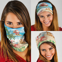 Tropical Christmas Funny Santa Neck Gaiter Beach Vacation