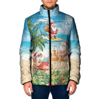 Tropical Christmas Funny Santa Padded Jacket Beach Vacation
