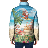 Tropical Christmas Funny Santa Padded Jacket Beach Vacation