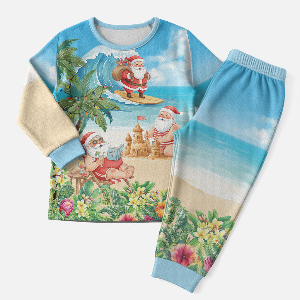 Tropical Christmas Funny Santa Christmas Pajama Set Beach Vacation