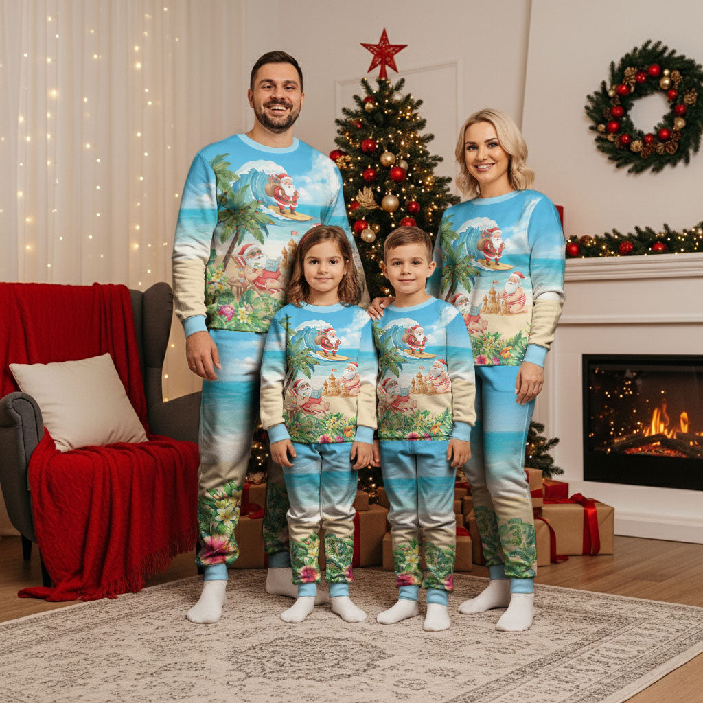 Tropical Christmas Funny Santa Christmas Pajama Set Beach Vacation