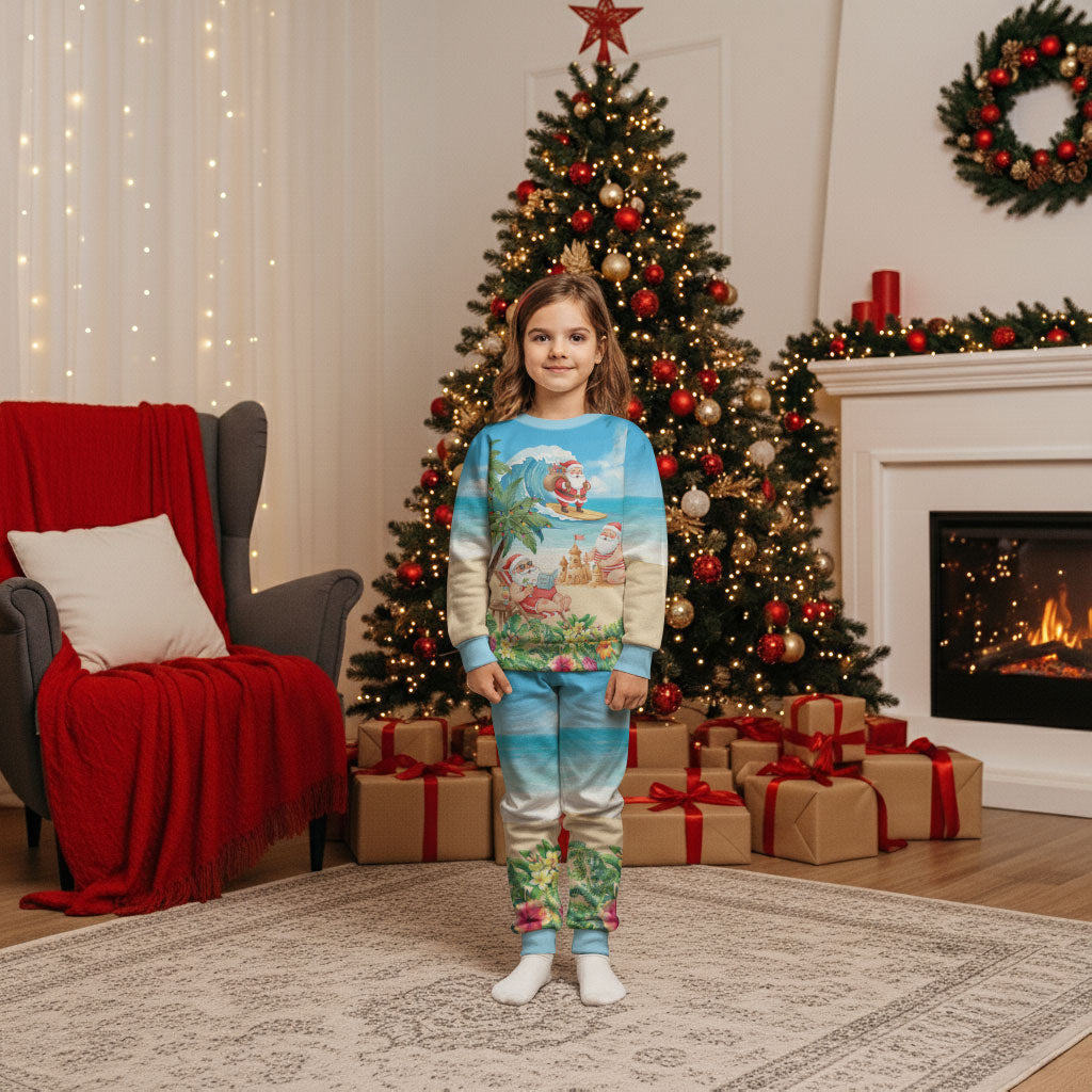 Tropical Christmas Funny Santa Christmas Pajama Set Beach Vacation