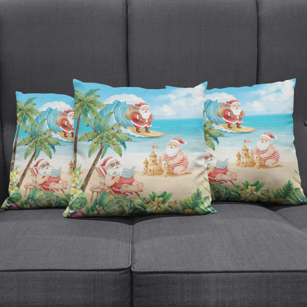 Tropical Christmas Funny Santa Pillow Cover Beach Vacation