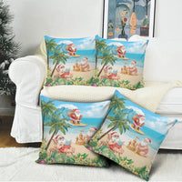 Tropical Christmas Funny Santa Pillow Cover Beach Vacation