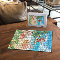 Tropical Christmas Funny Santa Puzzle Beach Vacation