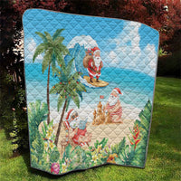 Tropical Christmas Funny Santa Quilt Beach Vacation