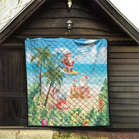 Tropical Christmas Funny Santa Quilt Beach Vacation