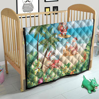 Tropical Christmas Funny Santa Quilt Beach Vacation